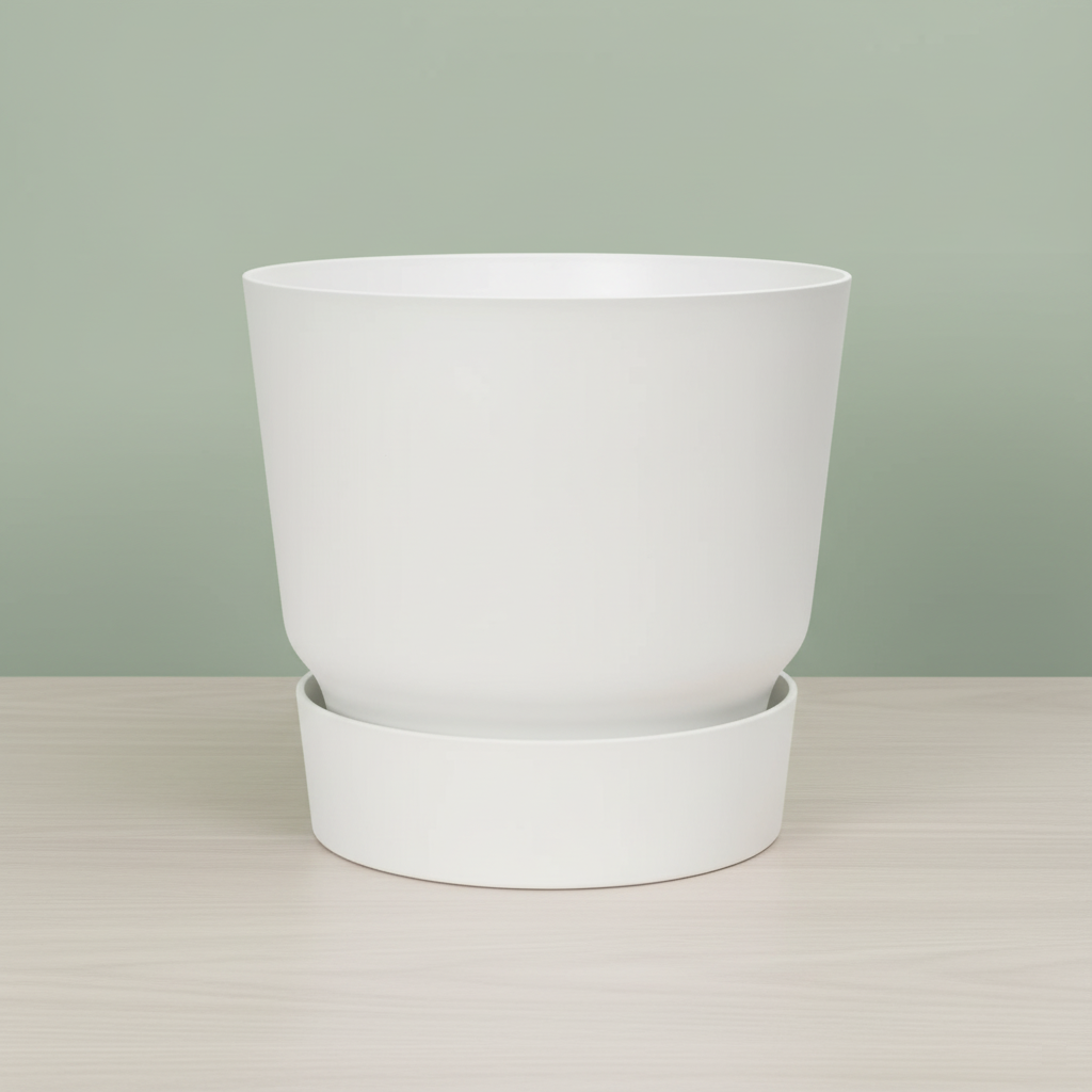White Planter with Saucer
