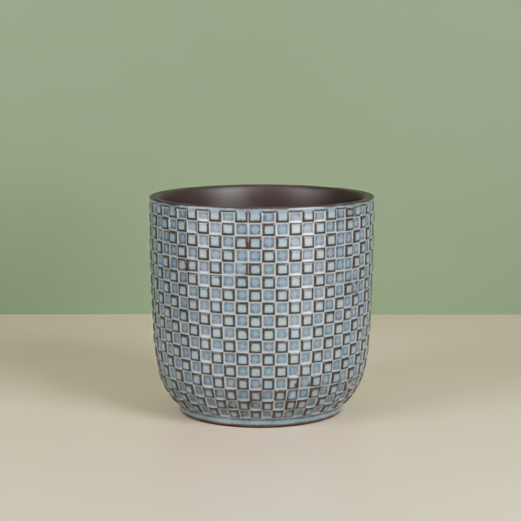 Square‑Texture Cool Blue Planter