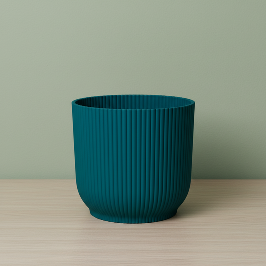 Teal Vertical‑Lines Planter
