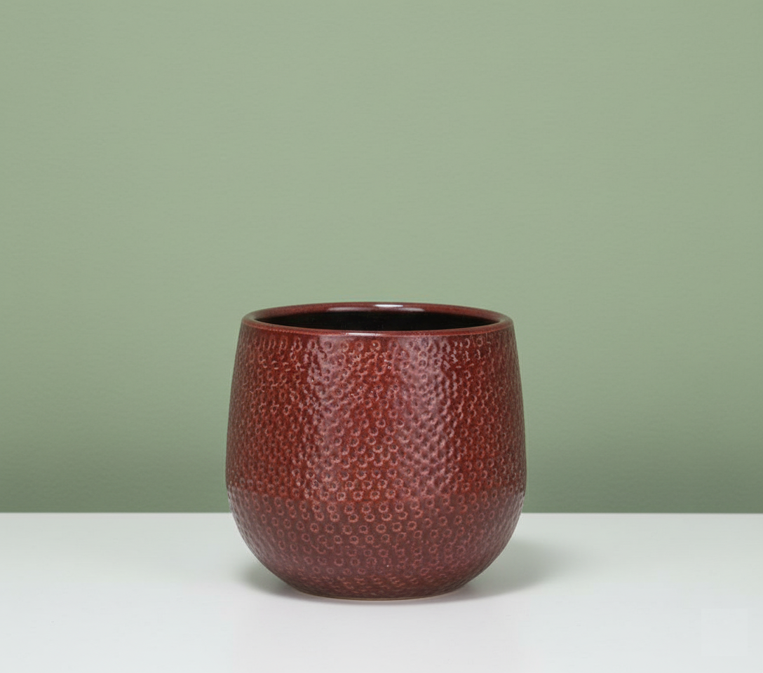 Glazed Rust Red Ceramic Planter