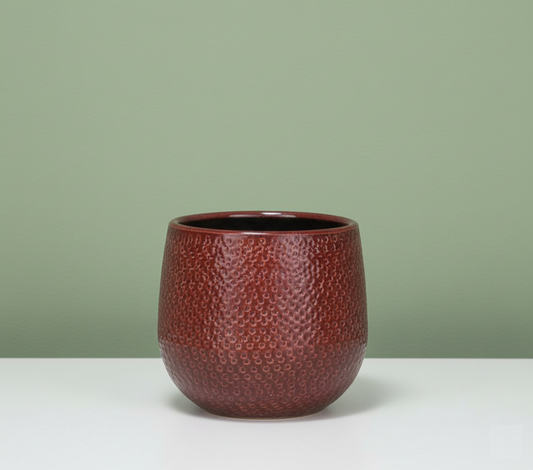 Glazed Rust Red Ceramic Planter