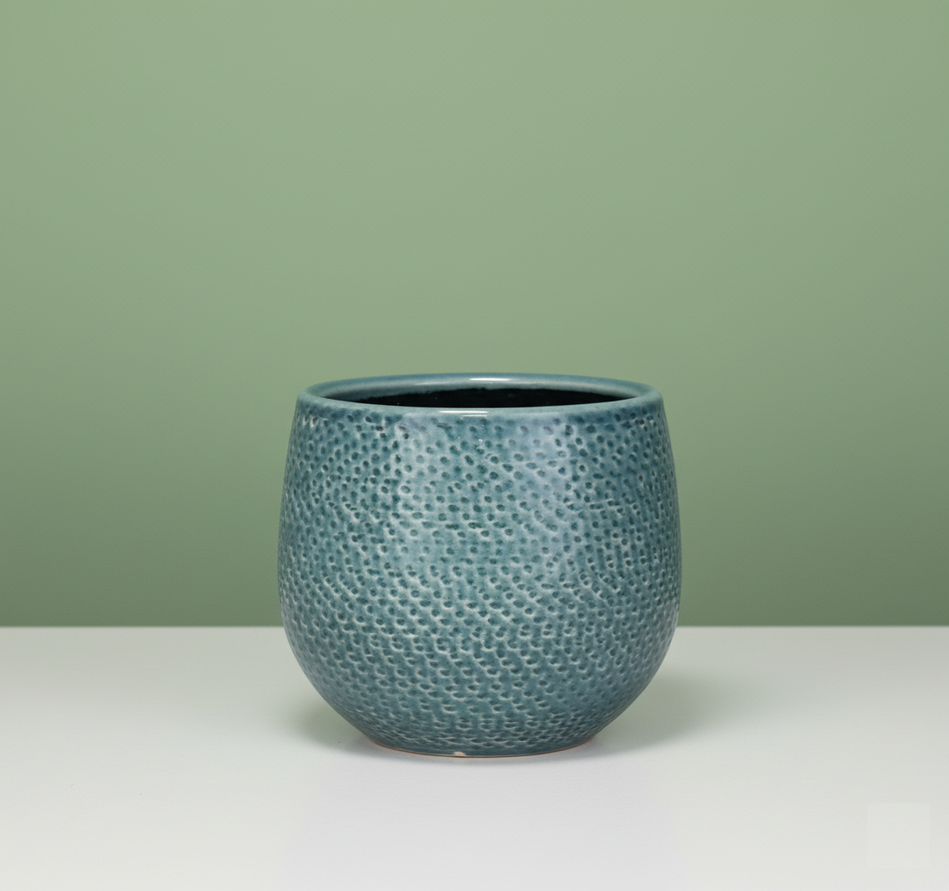 Glazed Teal Ceramic Planter