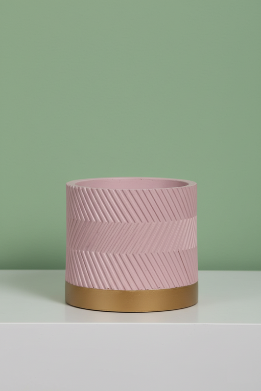 Pink Chevron Gold Planter