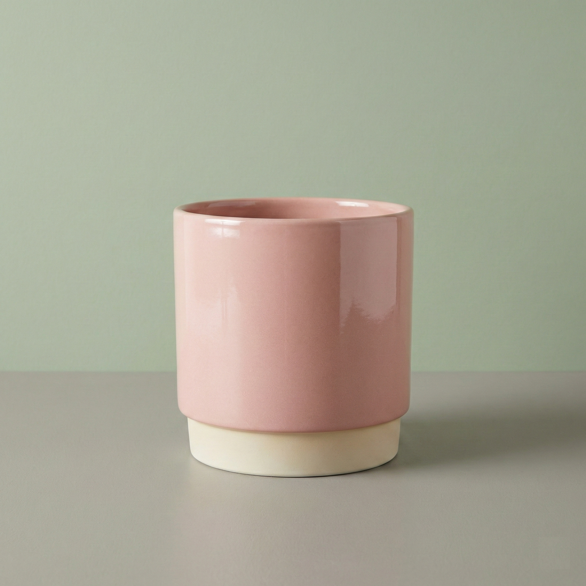 Maceta Cerámica Bicolor - Rosa y Crema