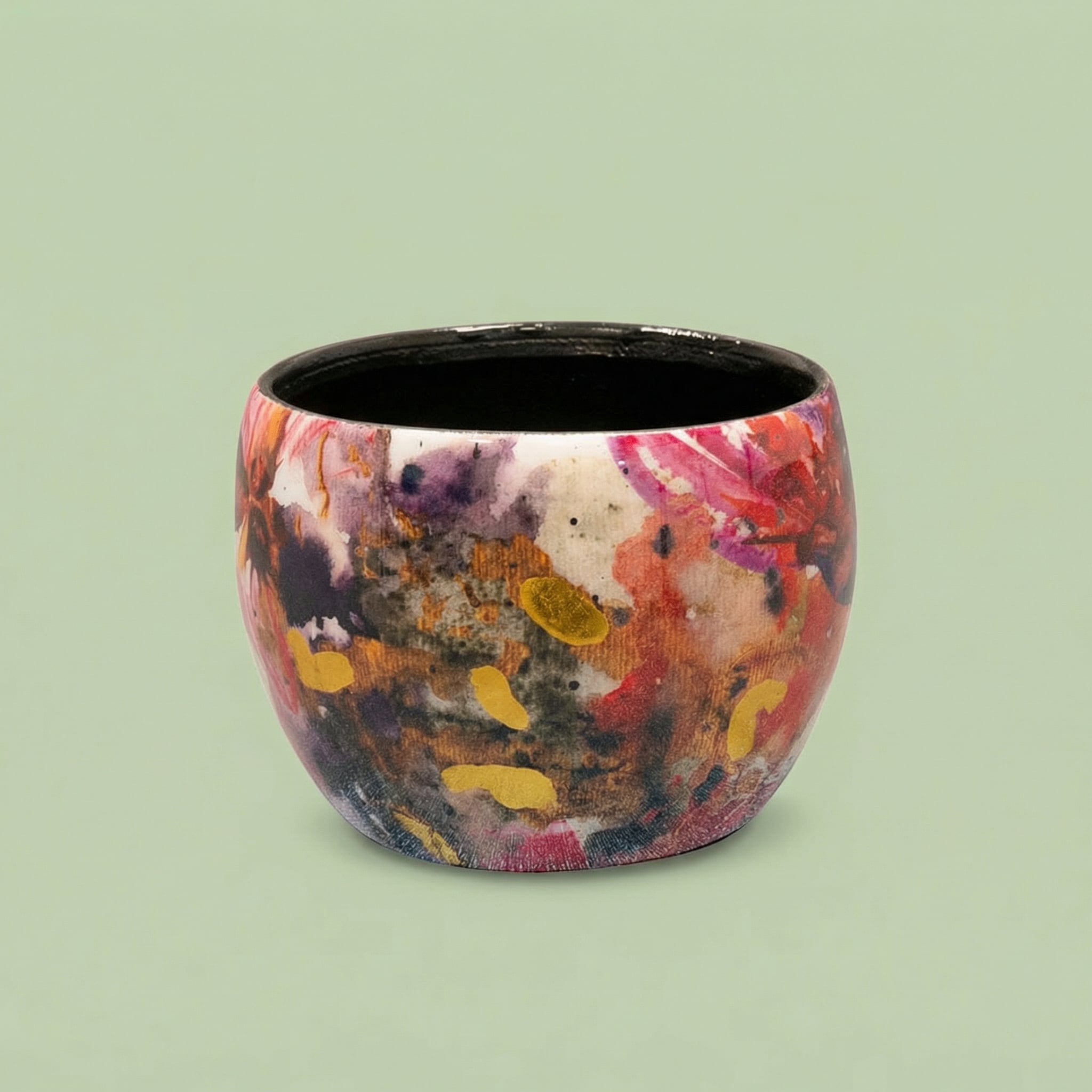 Floral Planter with Gold Accents 7 cm - pots