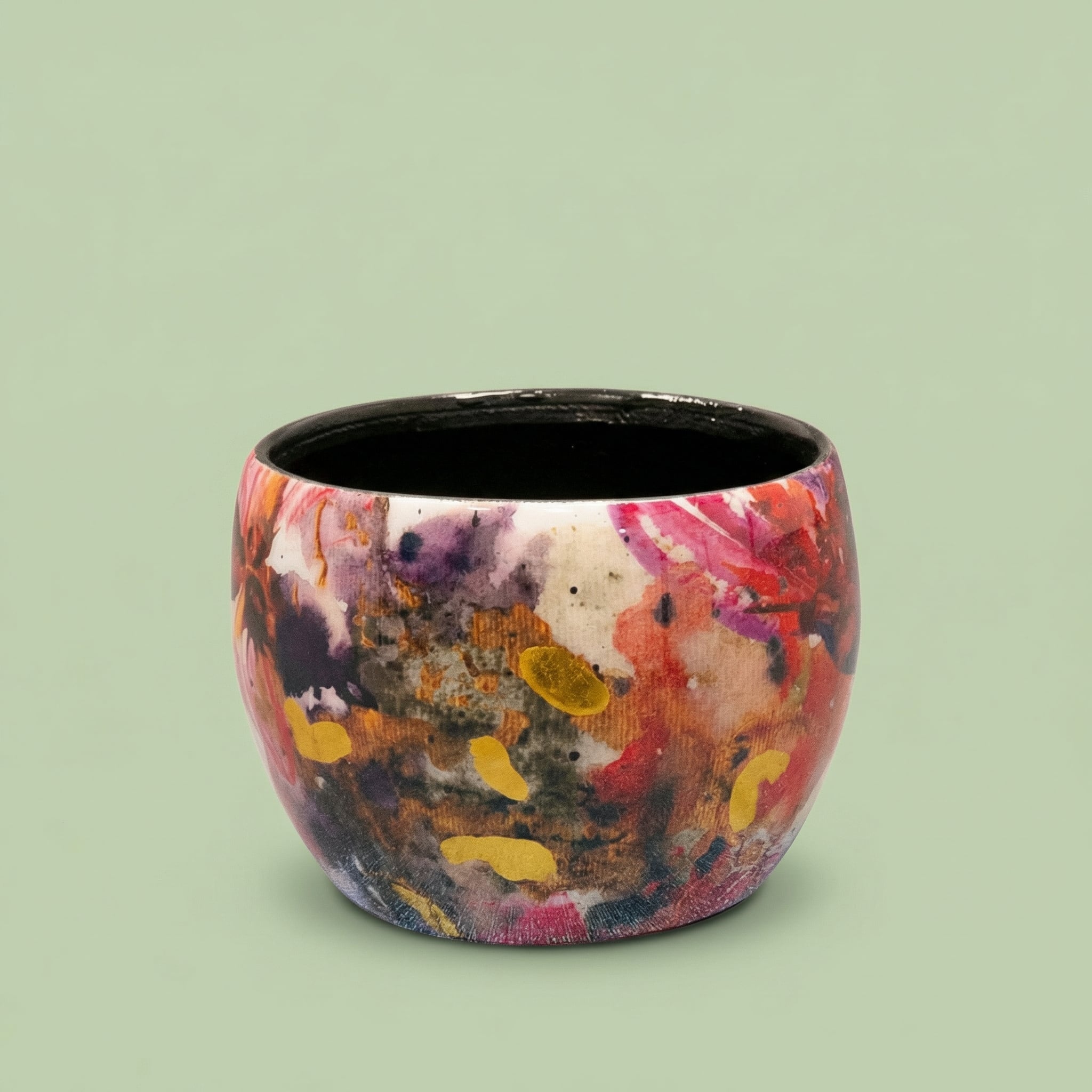 Floral Planter with Gold Accents 9 cm - pots