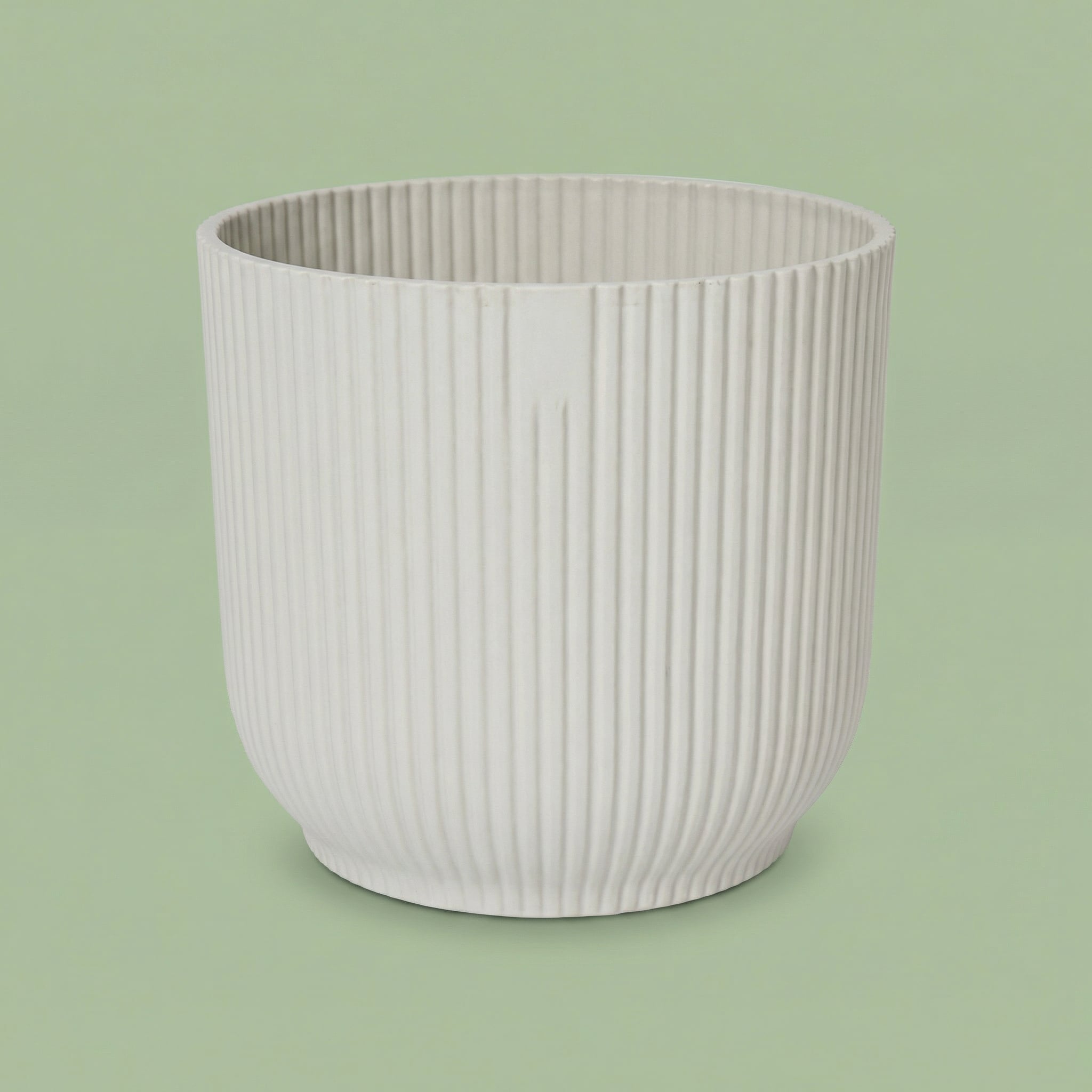 Ribbed Texture Planter - White 18 cm - pots