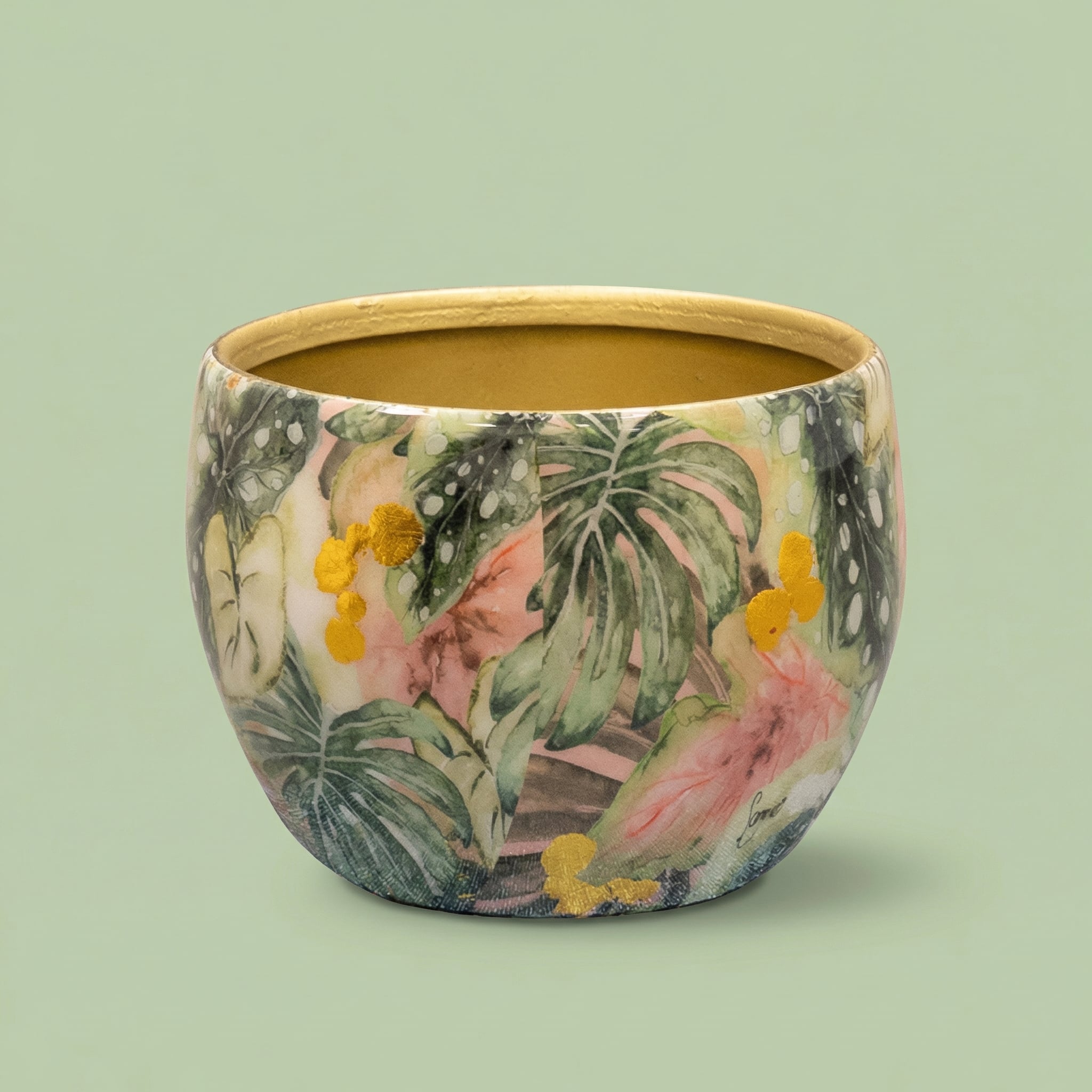 Tropical Planter with Gold Accents 7 cm - pots