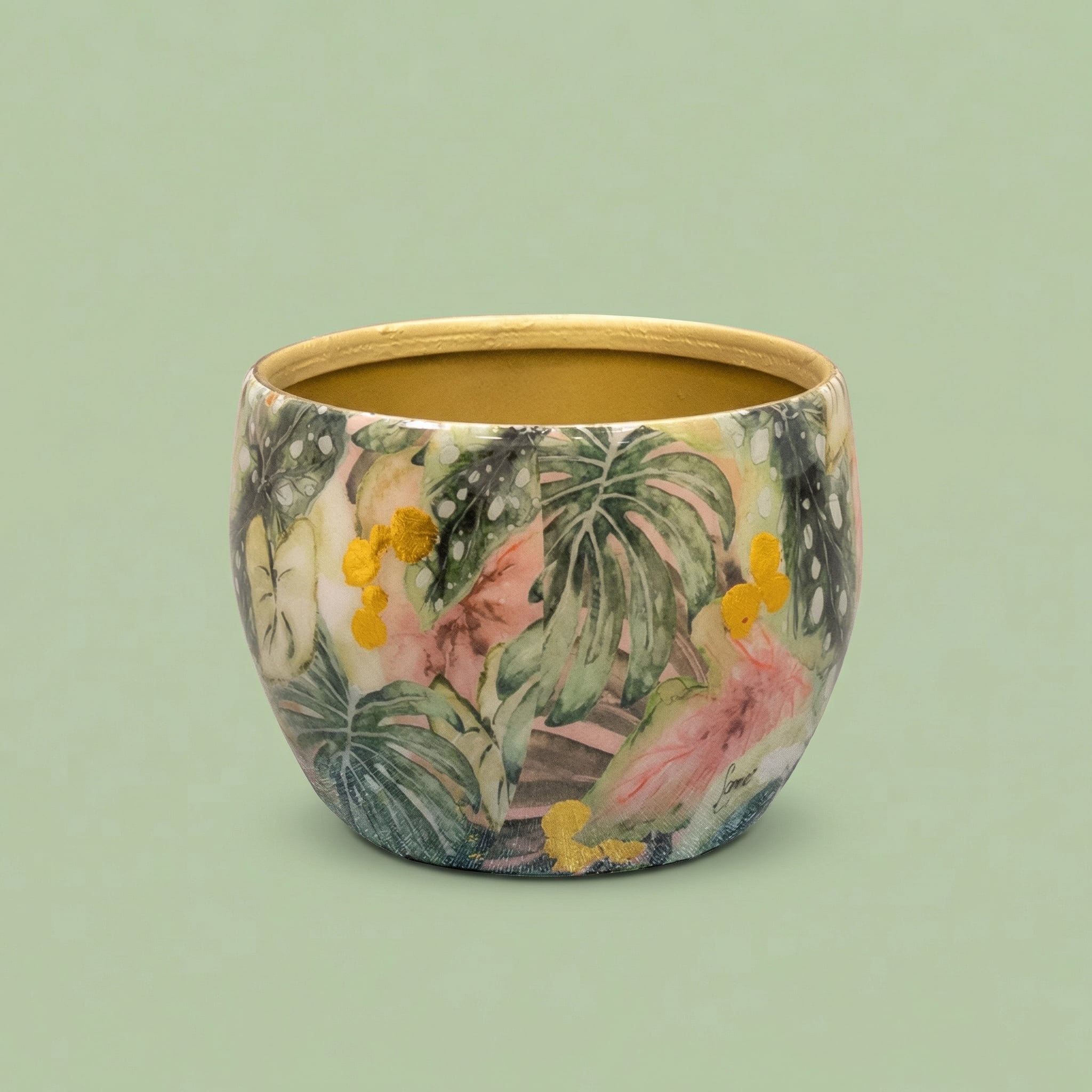 Tropical Planter with Gold Accents 9 cm - pots